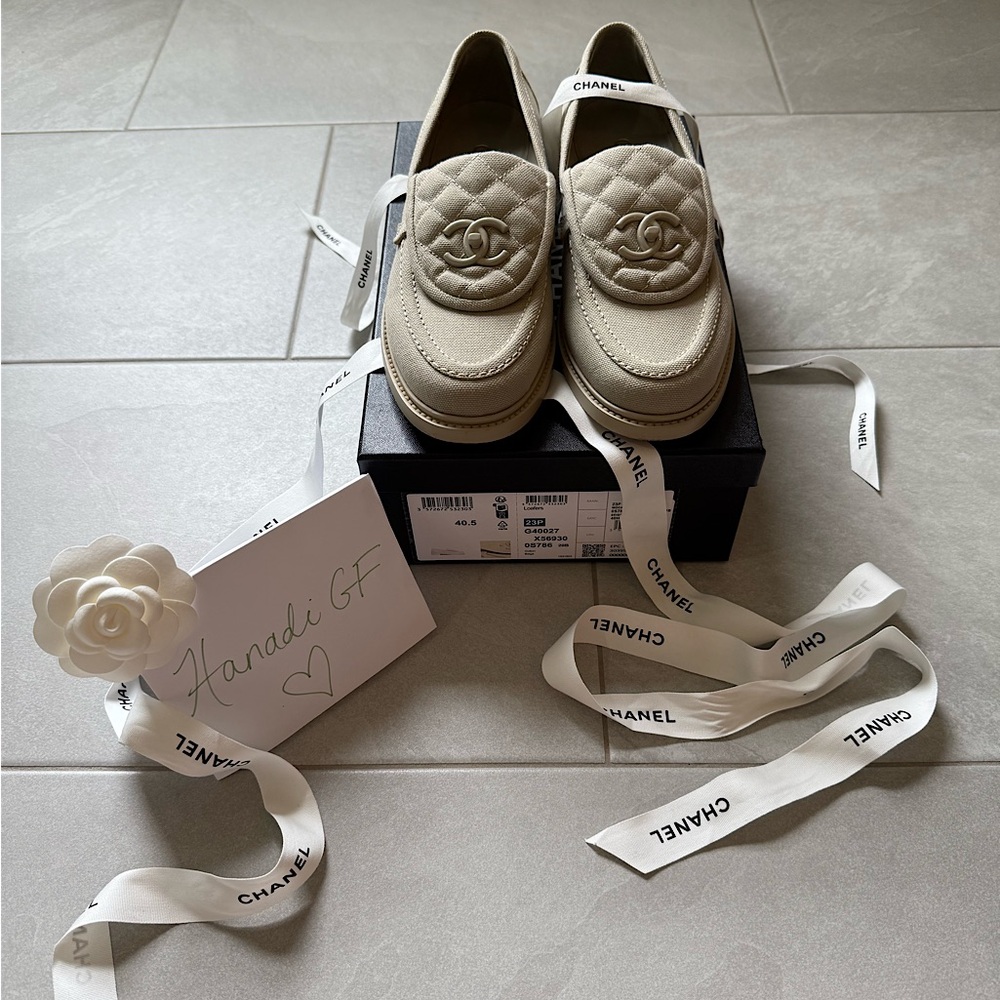 Chanel 23S Turnlock Quilted Canvas Loafers 40.5